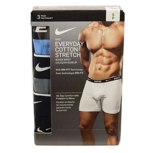 Nike Other - NIKE 3 Pack Black Gray Blue Everyday Cotton Stretch Boxer Brief SMALL NWT